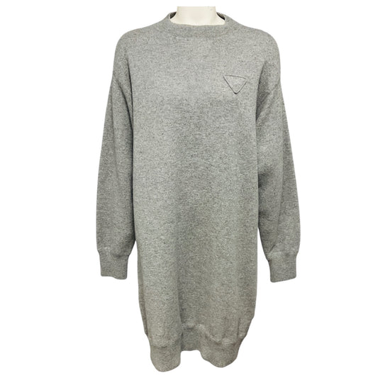 Prada Light Heather Grey Long Sleeved Cashmere Knit Crewneck Dress