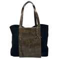 Load image into Gallery viewer, Henry Beguelin Black / Olive Isa Pocket Suede Tote Handbag

