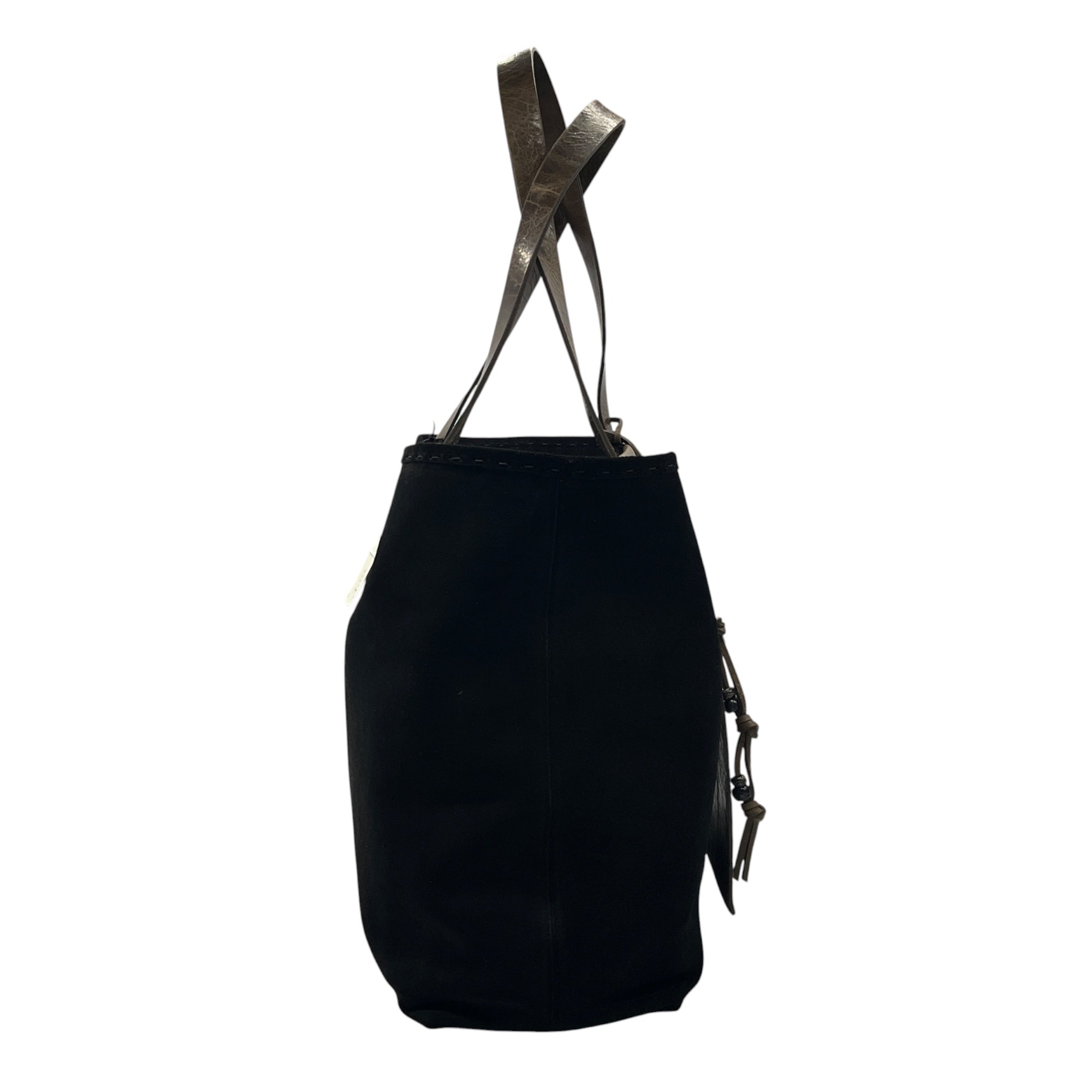 Henry Beguelin Black / Olive Isa Pocket Suede Tote Handbag