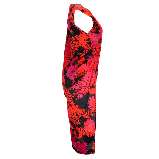 Dries Van Noten Red / Black Multi Floral Printed Cotton Midi Dress