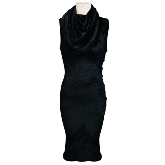 Alaia Black Sleeveless Shiny Velvet Midi Dress
