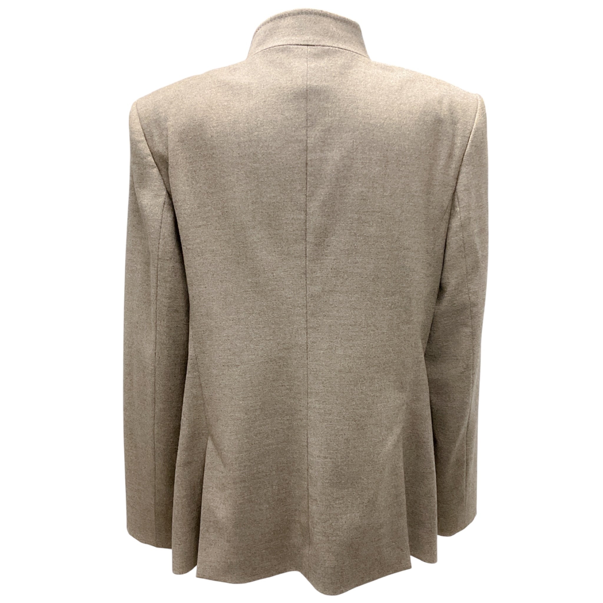 Escada Taupe Faux Leather Trimmed Wool Blazer