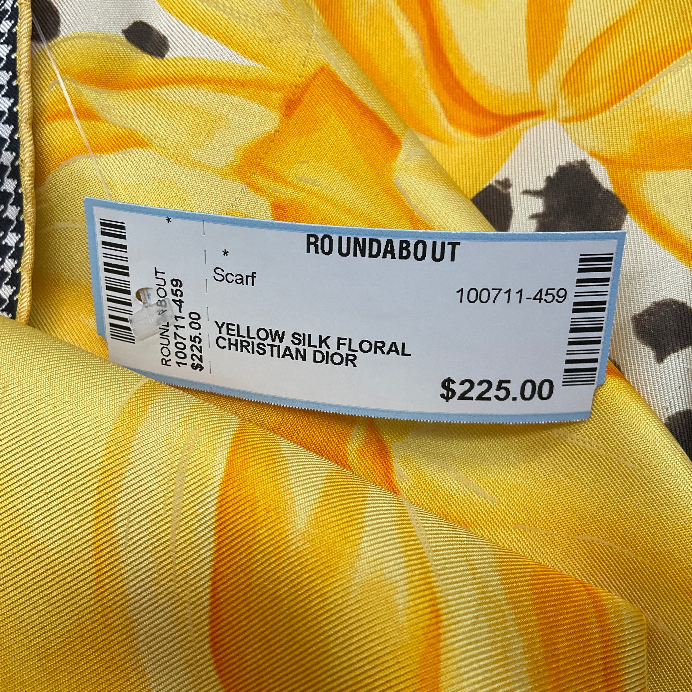 Christian Dior Yellow Multi Printed Square Silk Twill Scarf
