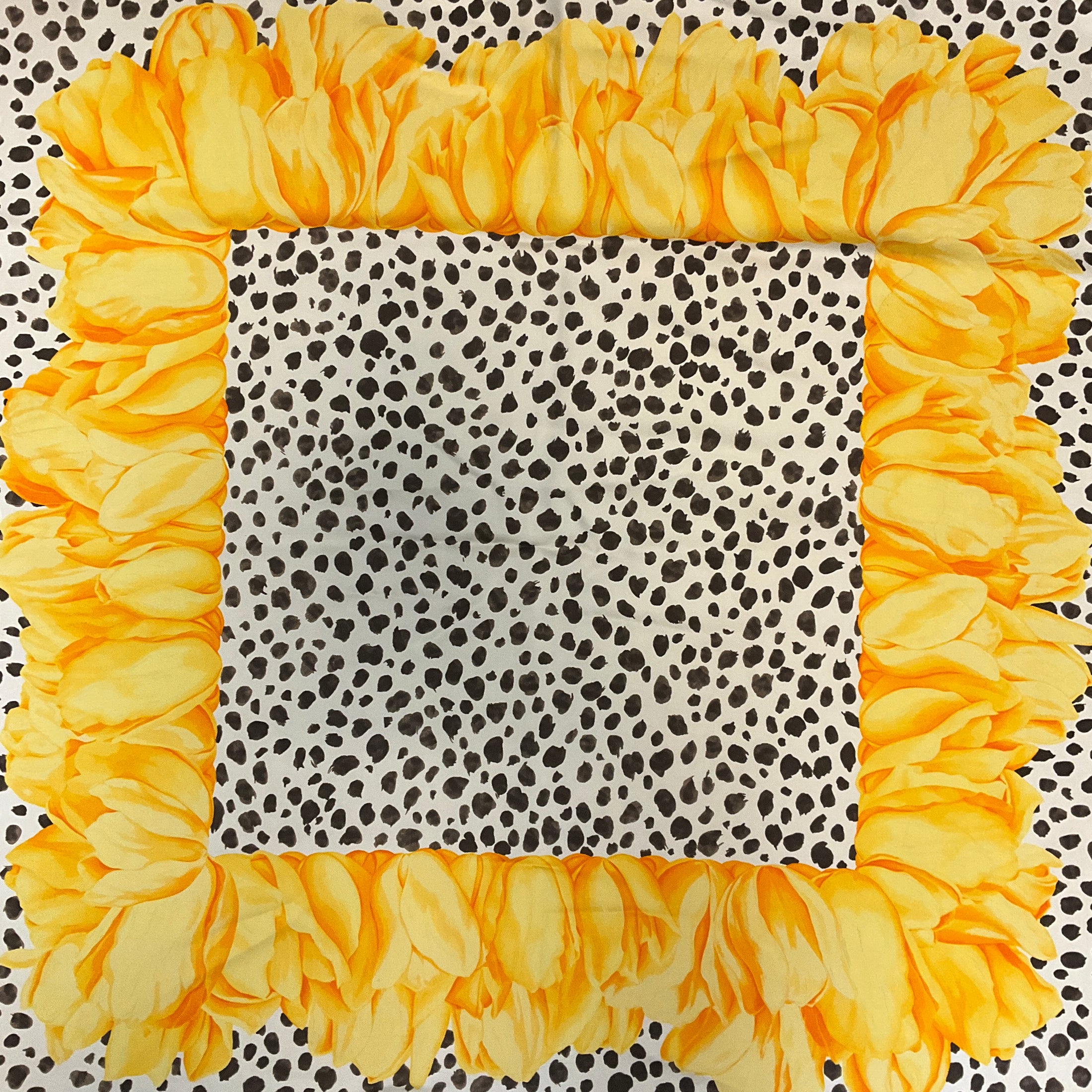 Christian Dior Yellow Multi Printed Square Silk Twill Scarf