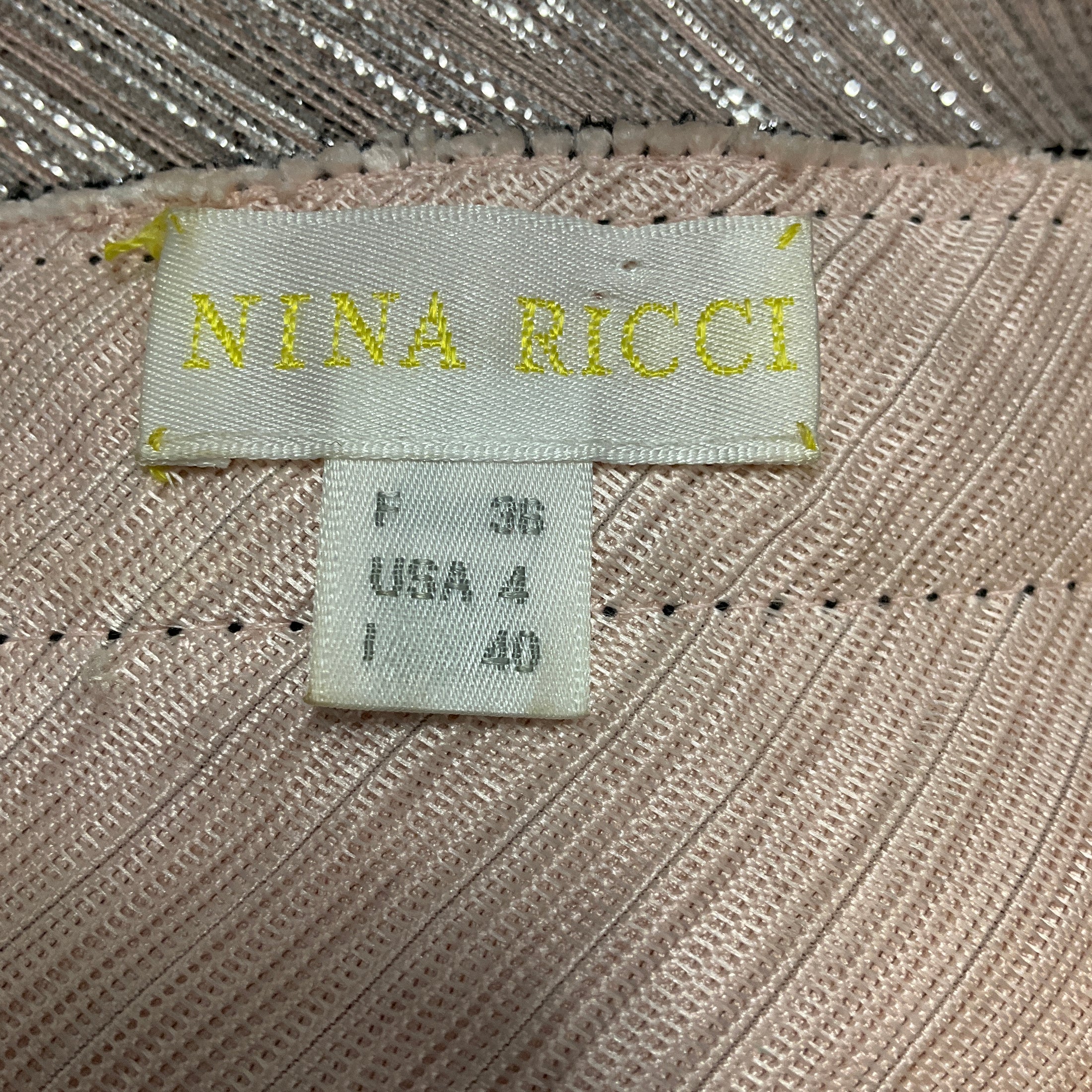 Nina Ricci Vintage Light Pink / Silver Metallic / Black Sleeveless Top