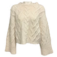 Load image into Gallery viewer, Brunello Cucinelli Ivory Long Sleeved Cable Knit Cashmere and Silk Sweater

