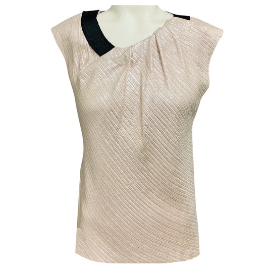 Nina Ricci Vintage Light Pink / Silver Metallic / Black Sleeveless Top