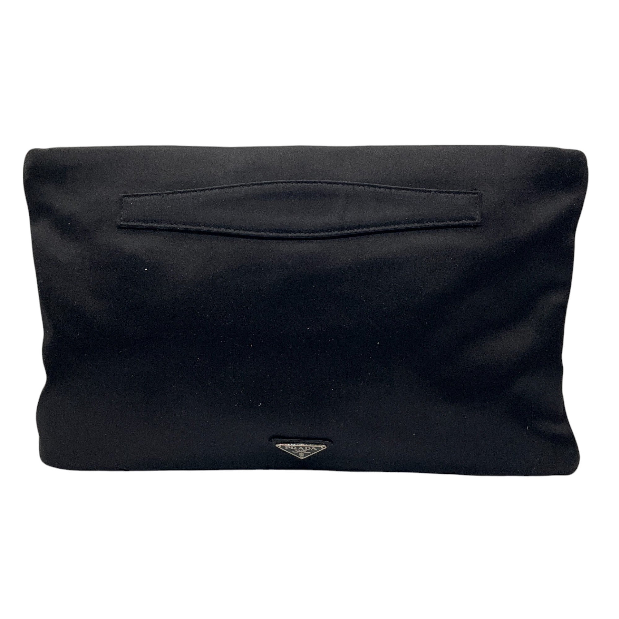 Prada Black Raso Ricamo Embellished Satin Pochette / Clutch