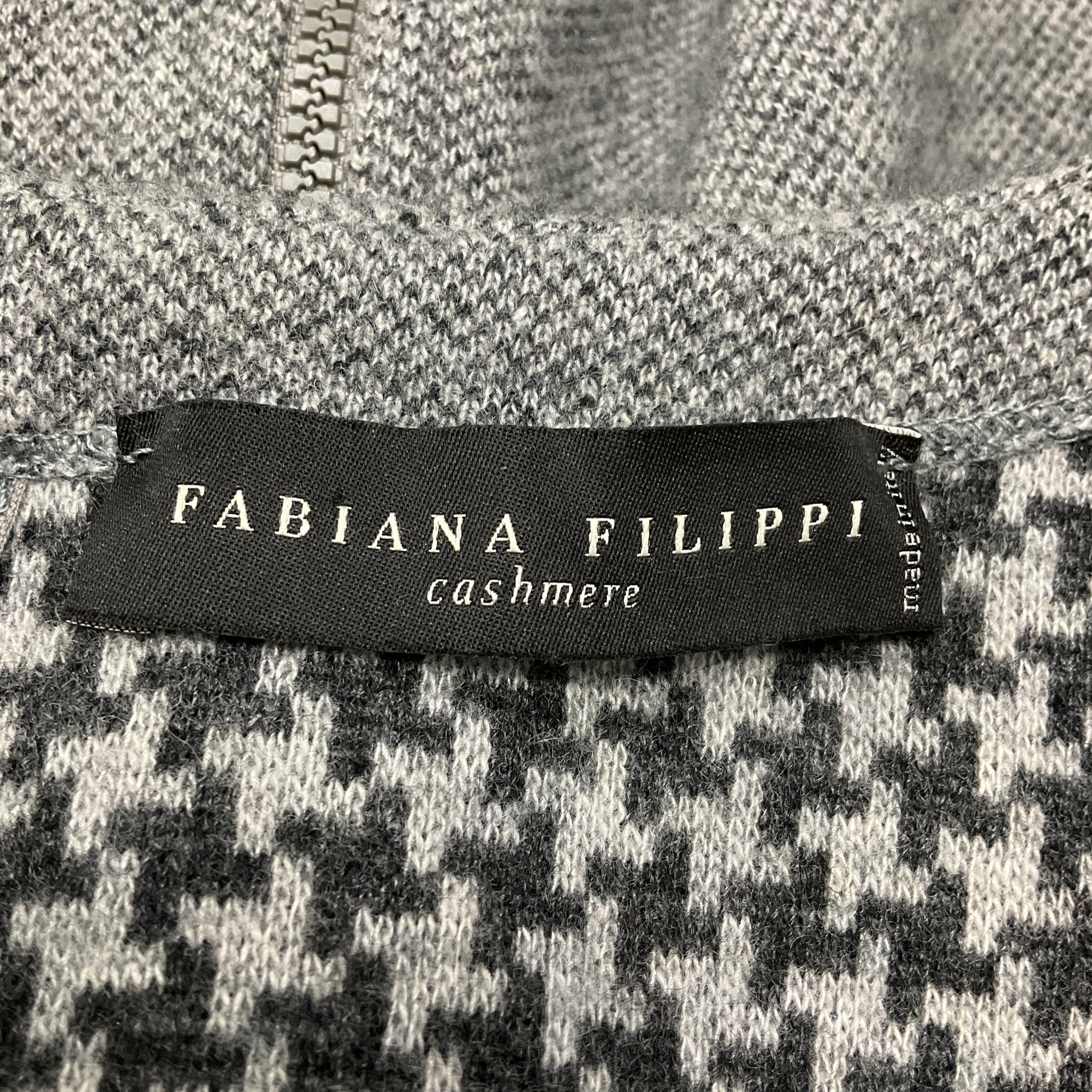 Fabiana Filippi Grey Monili Bead Embellished Two Tone Cashmere Knit Pullover Sweater