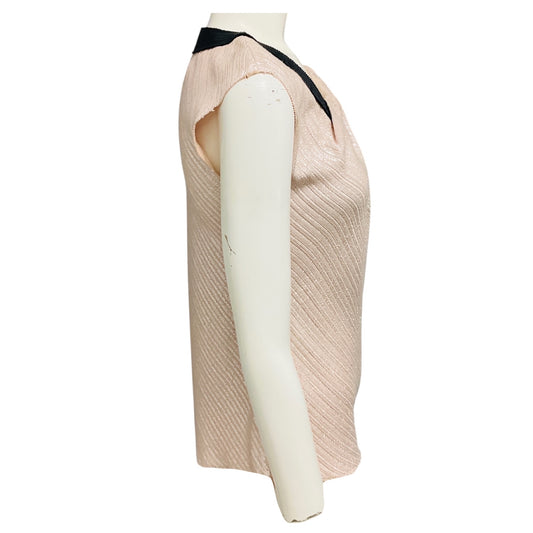 Nina Ricci Vintage Light Pink / Silver Metallic / Black Sleeveless Top