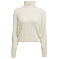 Load image into Gallery viewer, Prada Ivory Long Sleeved Ribbed Knit Re-Cashmere Turtleneck Sweater
