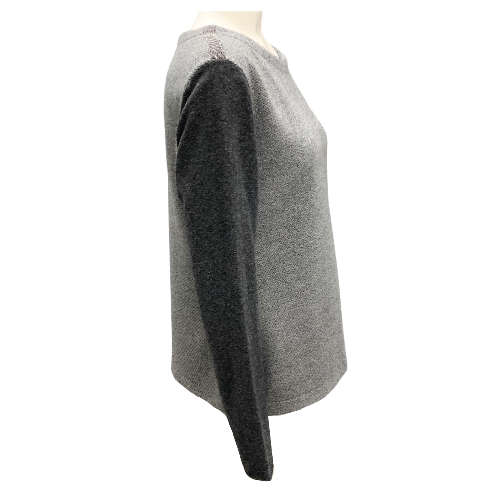 Fabiana Filippi Grey Monili Bead Embellished Two Tone Cashmere Knit Pullover Sweater