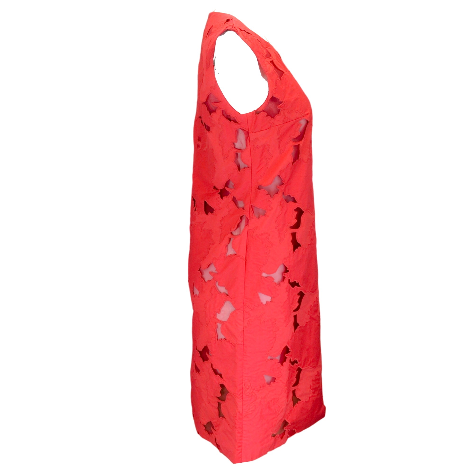 Loring Red Cut-Out Detail Sleeveless Cotton Dress