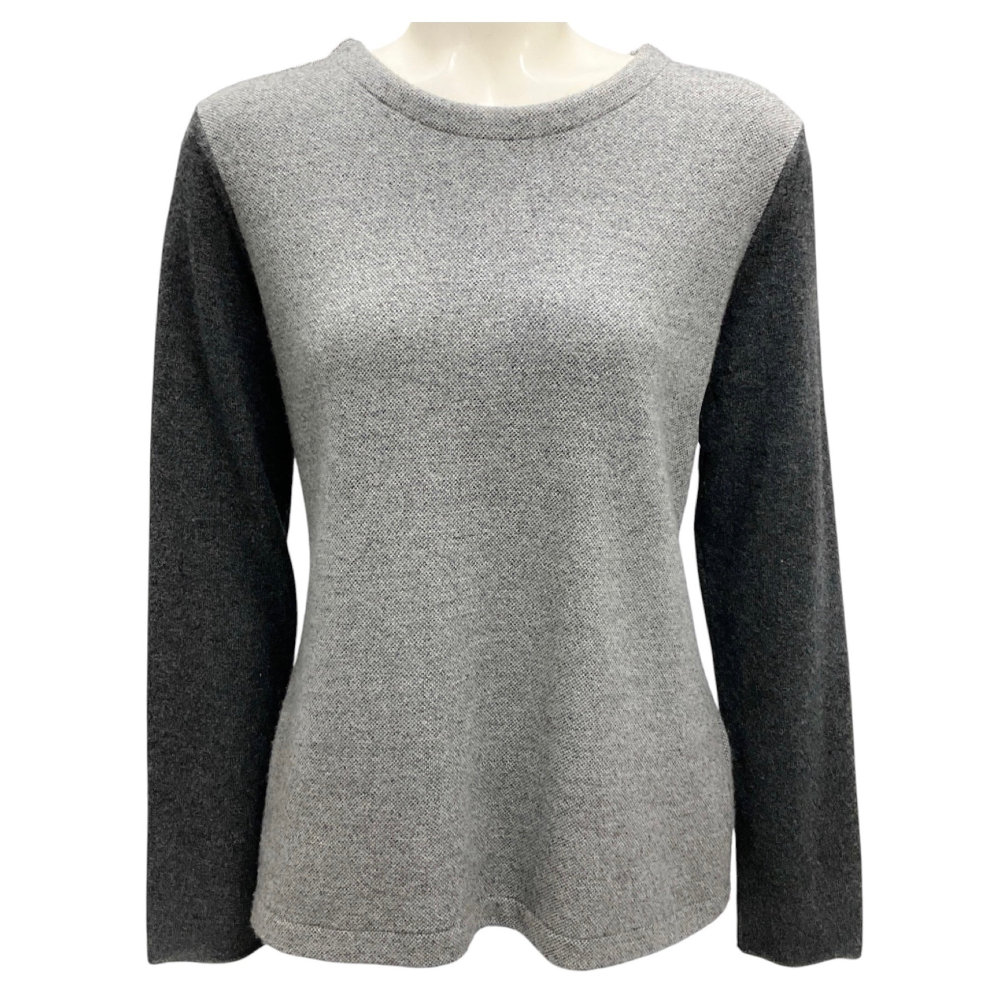 Fabiana Filippi Grey Monili Bead Embellished Two Tone Cashmere Knit Pullover Sweater