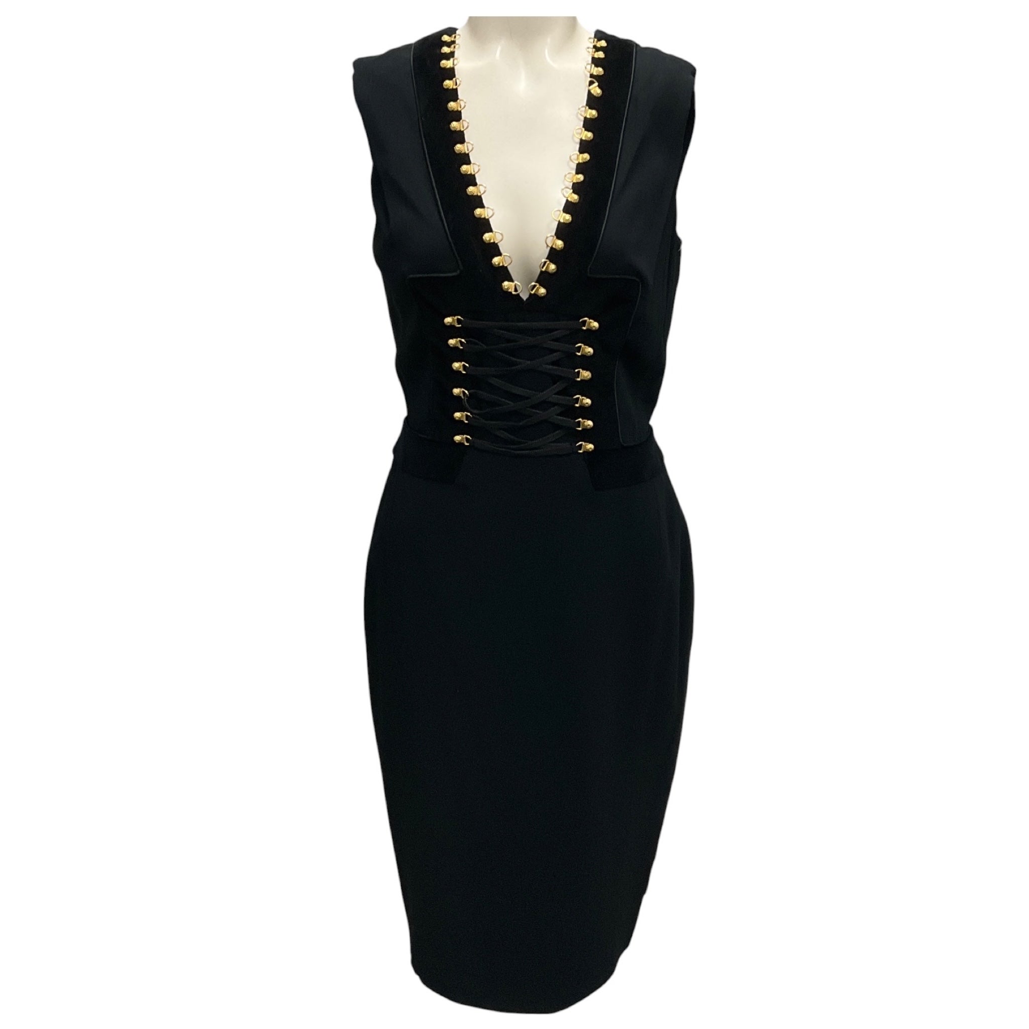 Altuzarra Black / Gold Hardware Lace Up Cocktail Dress