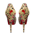 Load image into Gallery viewer, Christian Louboutin Cream / Pink Multi Python Paint Splatter Lady Peep 150 Pumps

