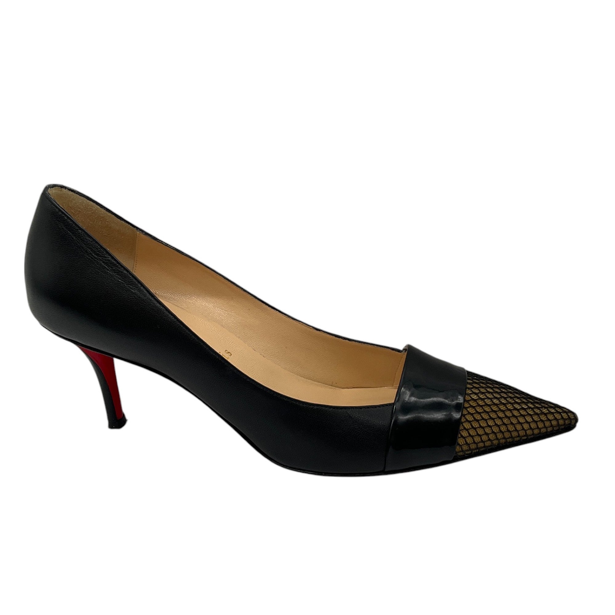 Christian Louboutin Black Mesh Detail Leather Pumps