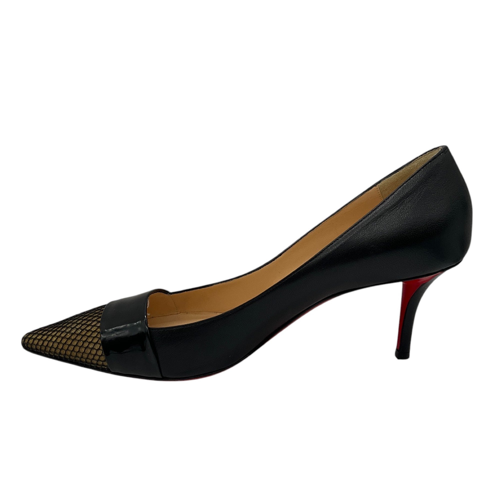 Christian Louboutin Black Mesh Detail Leather Pumps