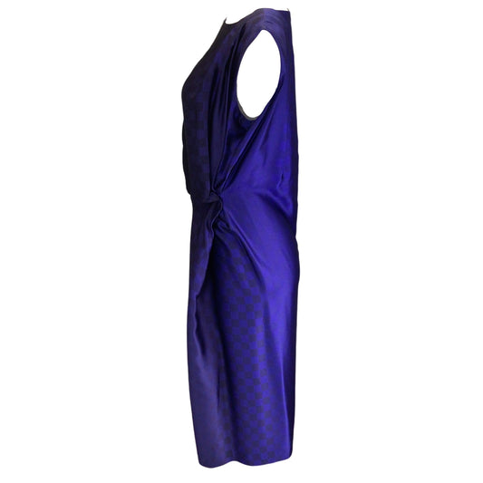 Dries Van Noten Purple Ombre Effect Checkered Silk Dress