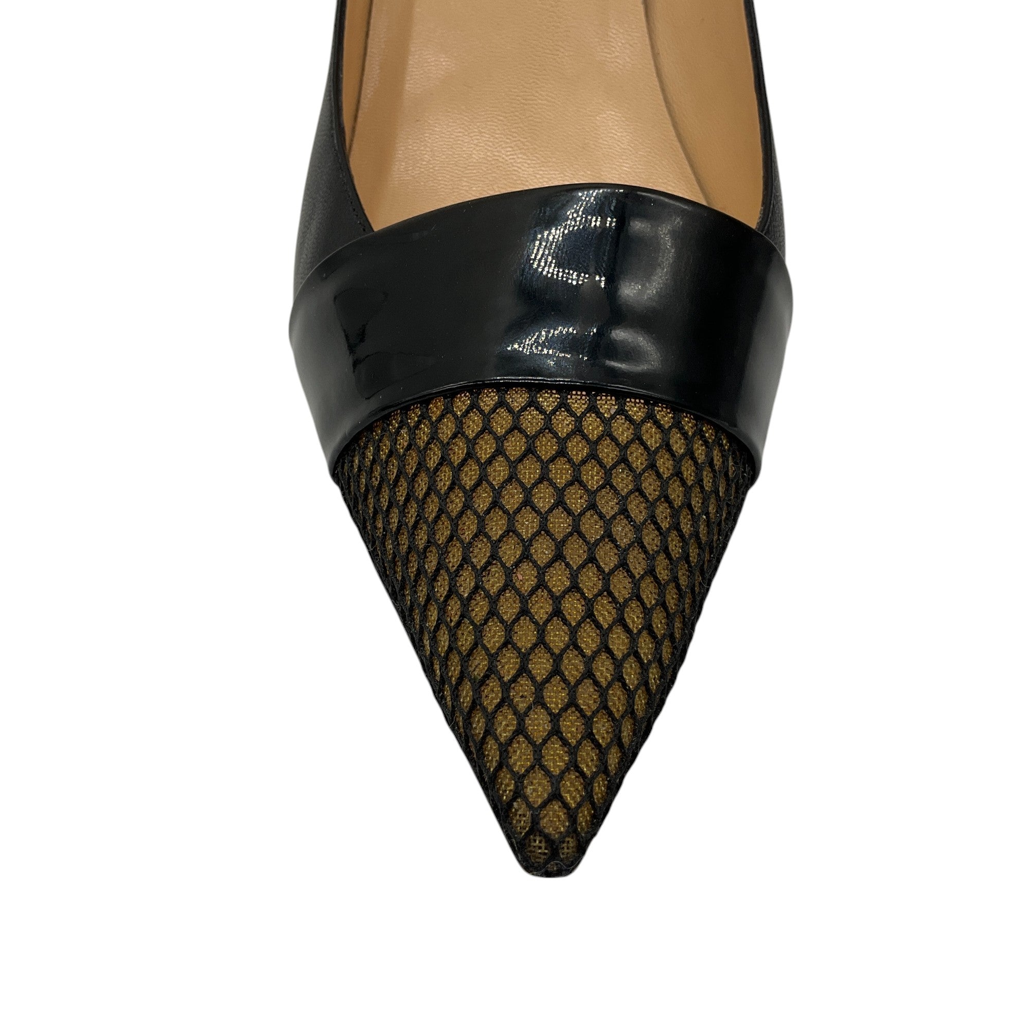 Christian Louboutin Black Mesh Detail Leather Pumps