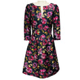 Load image into Gallery viewer, Oscar de la Renta Navy Blue Multi Floral Jacquard Flared Cocktail Dress
