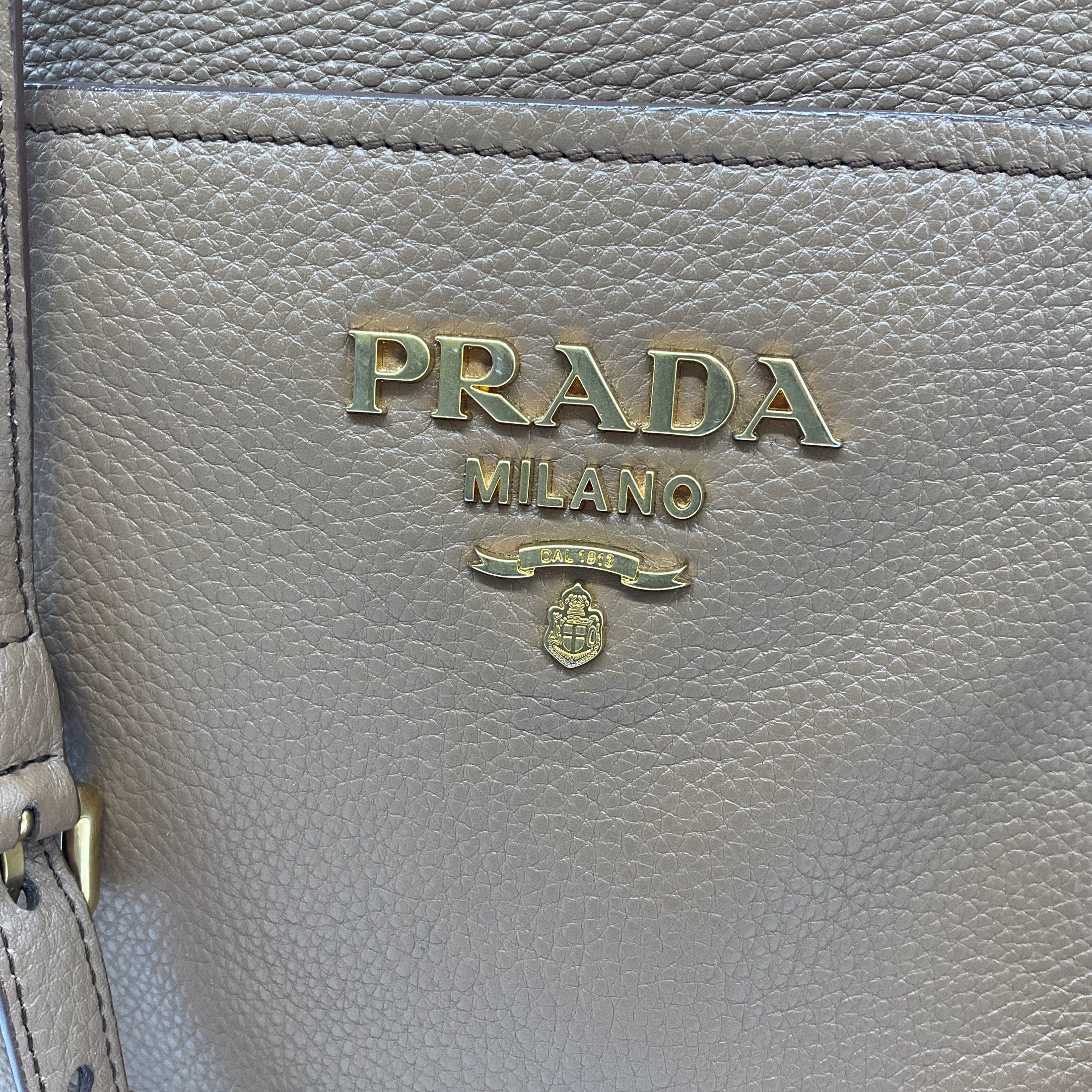 Prada Caramel Vitello Daino Leather Shopping Handbag