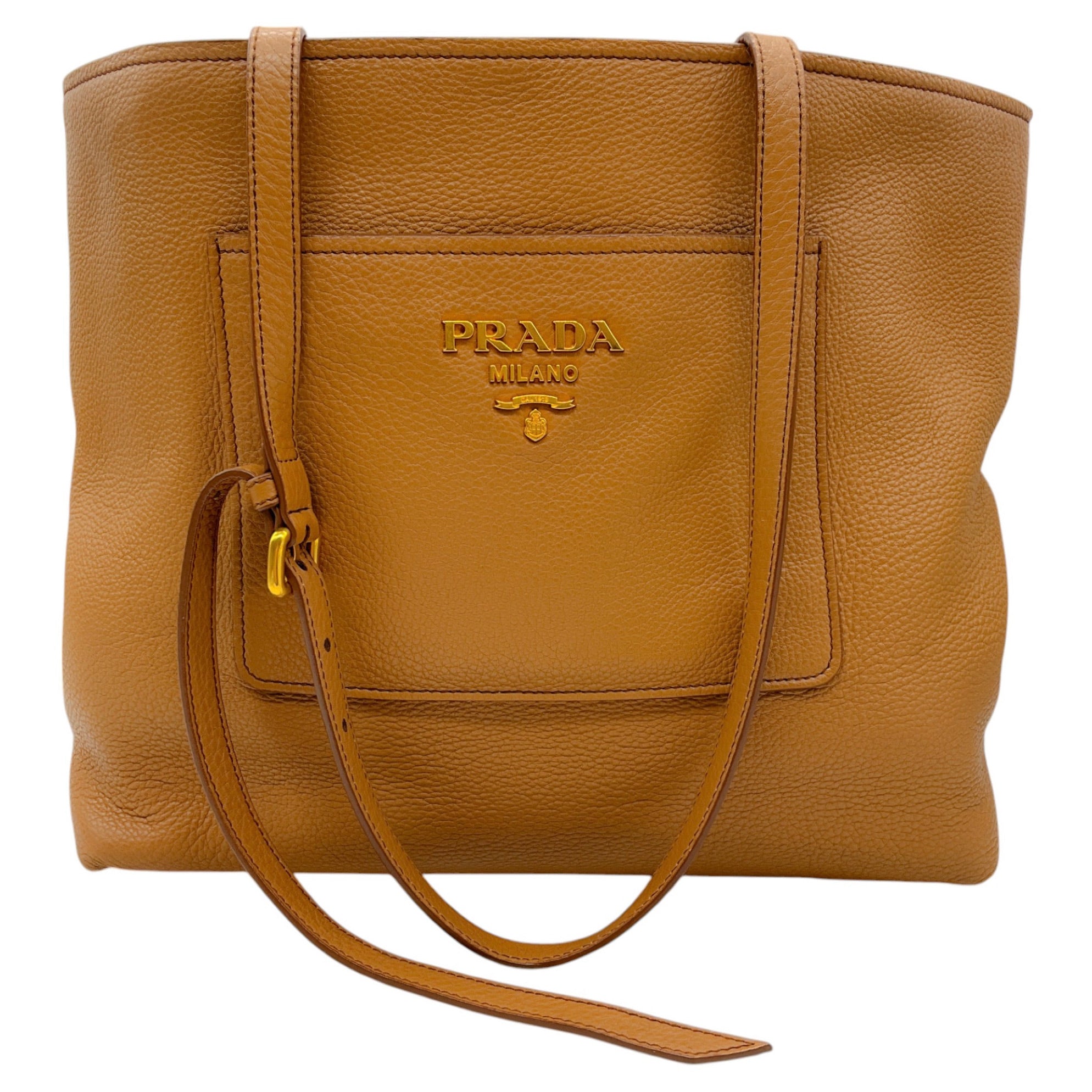 Prada Caramel Vitello Daino Leather Shopping Handbag