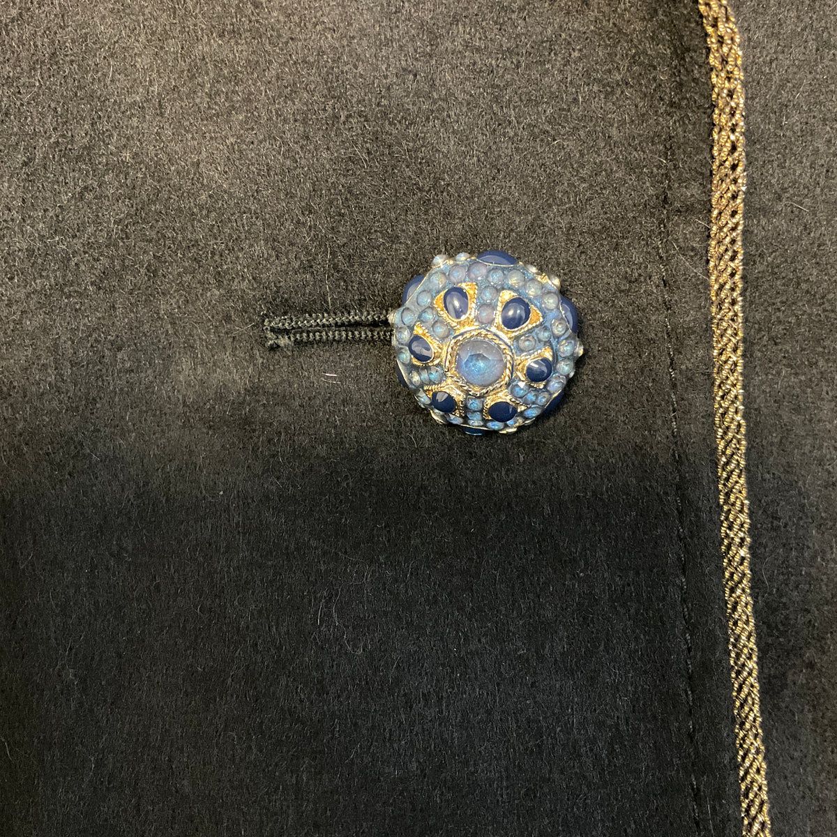 Chanel Black 2015 Paris Salzburg Runway Jacket with Gripoix Buttons and Gold Accents