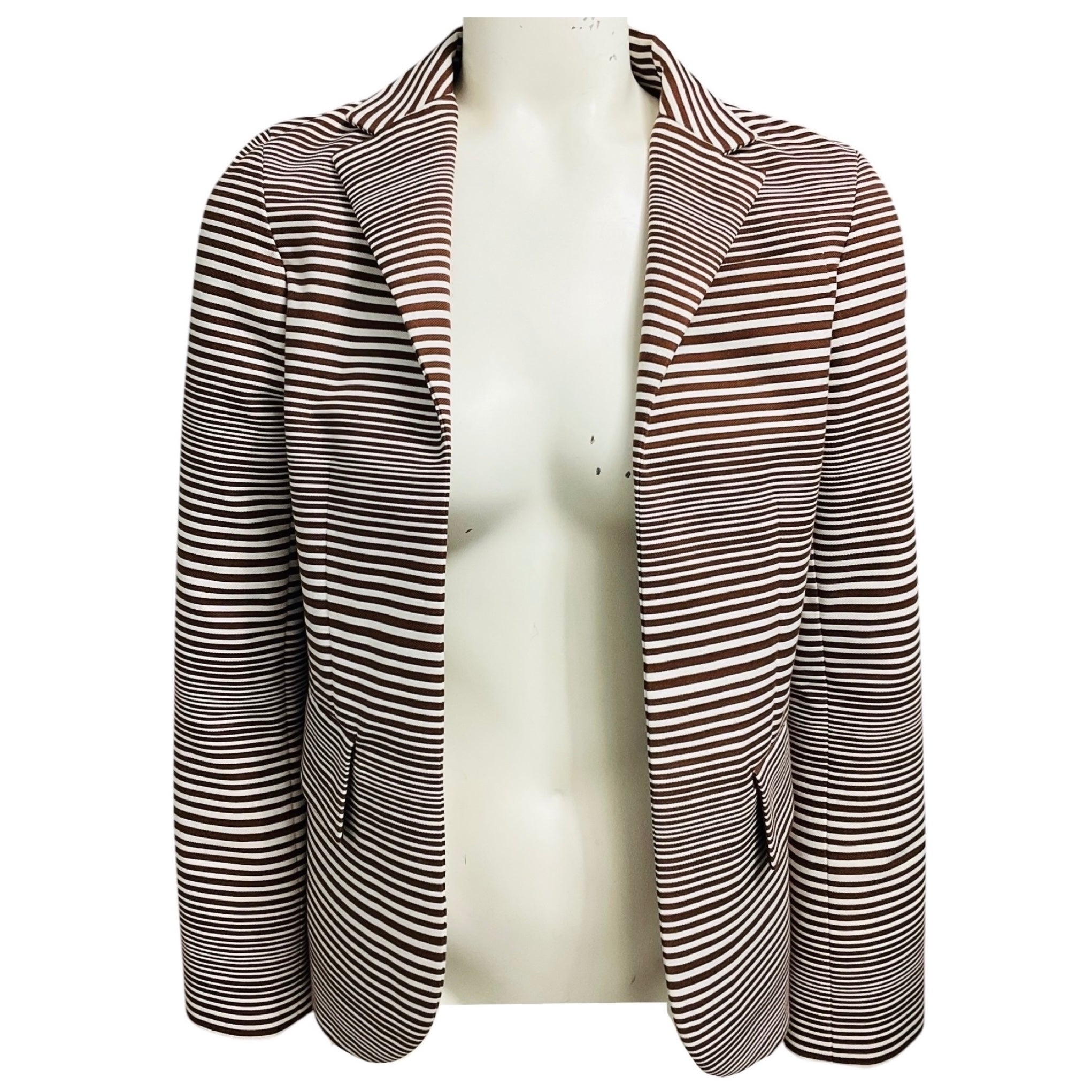 Marc Jacobs Brown / White Striped Cotton Blazer