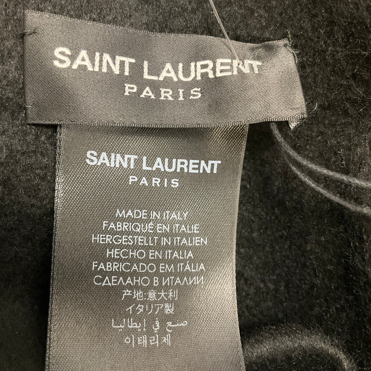 Saint Laurent Black Fringed Silk and Cashmere Stole Poncho