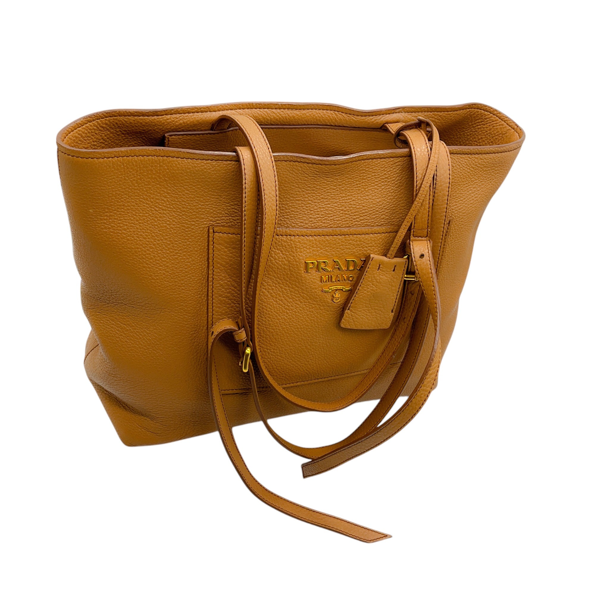 Prada Caramel Vitello Daino Leather Shopping Handbag