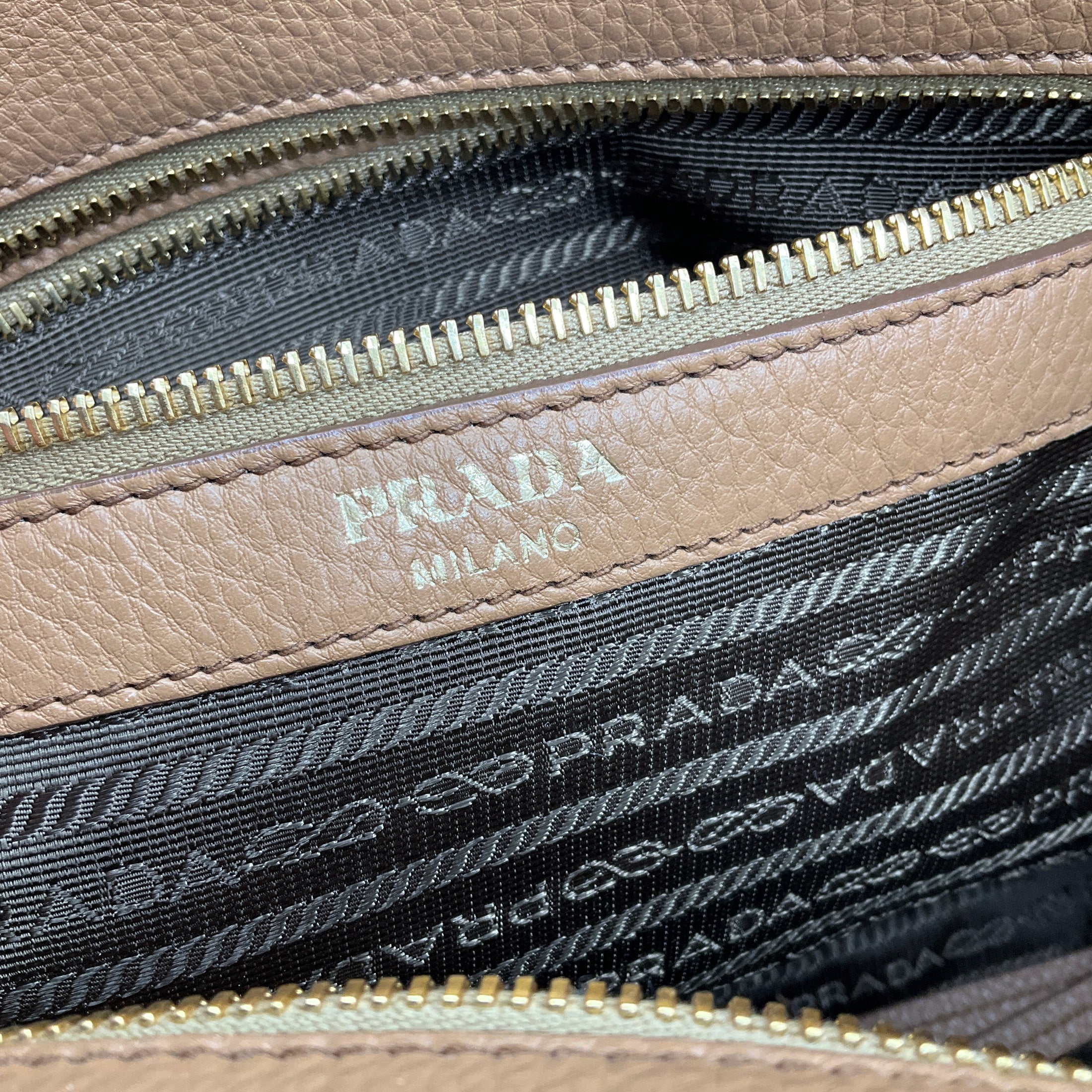 Prada Caramel Vitello Daino Leather Shopping Handbag