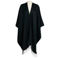 Load image into Gallery viewer, Saint Laurent Black Fringed Silk and Cashmere Stole Poncho

