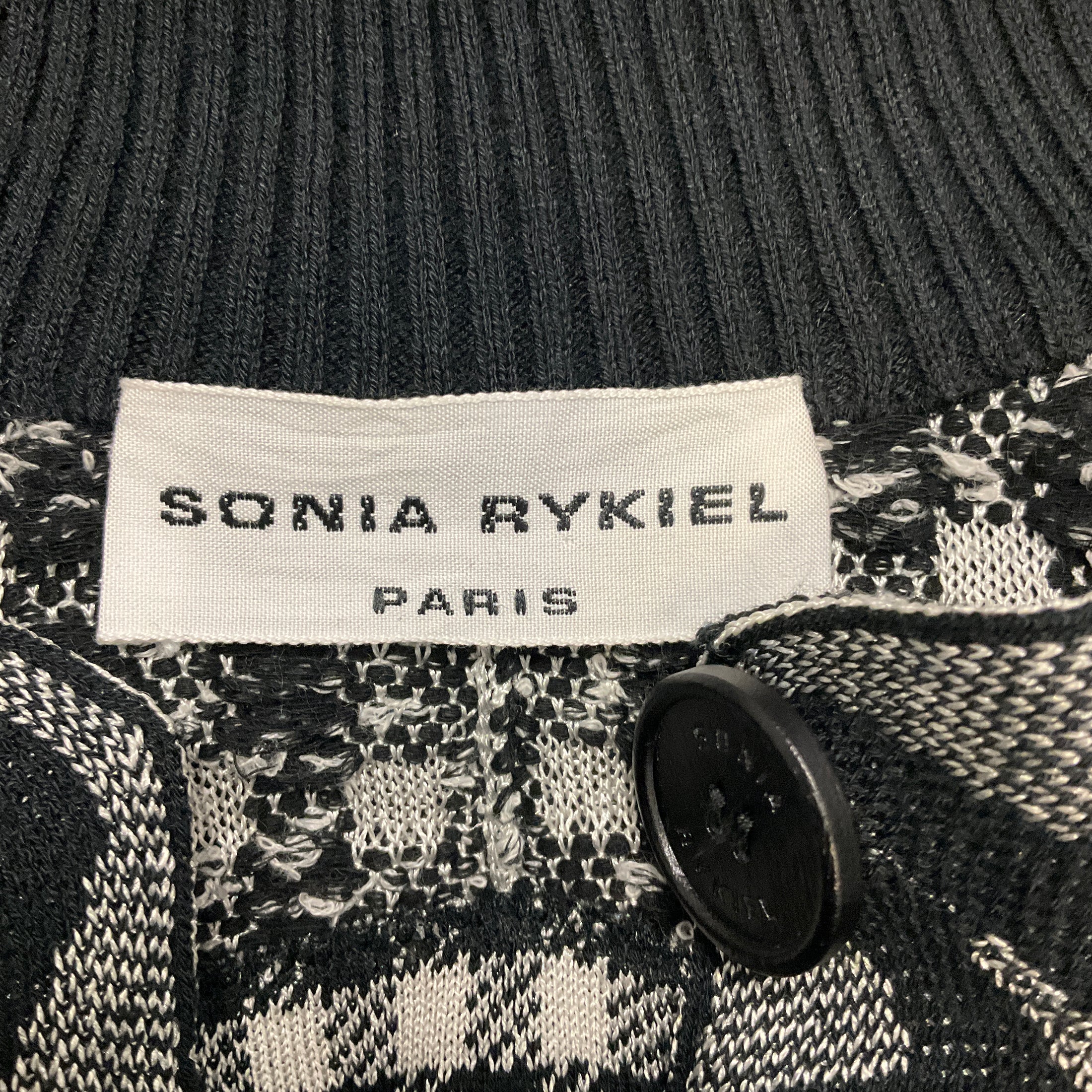 Sonia Rykiel Black / White Embellished Gingham Knit Jacket
