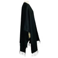 Load image into Gallery viewer, Saint Laurent Black Fringed Silk and Cashmere Stole Poncho
