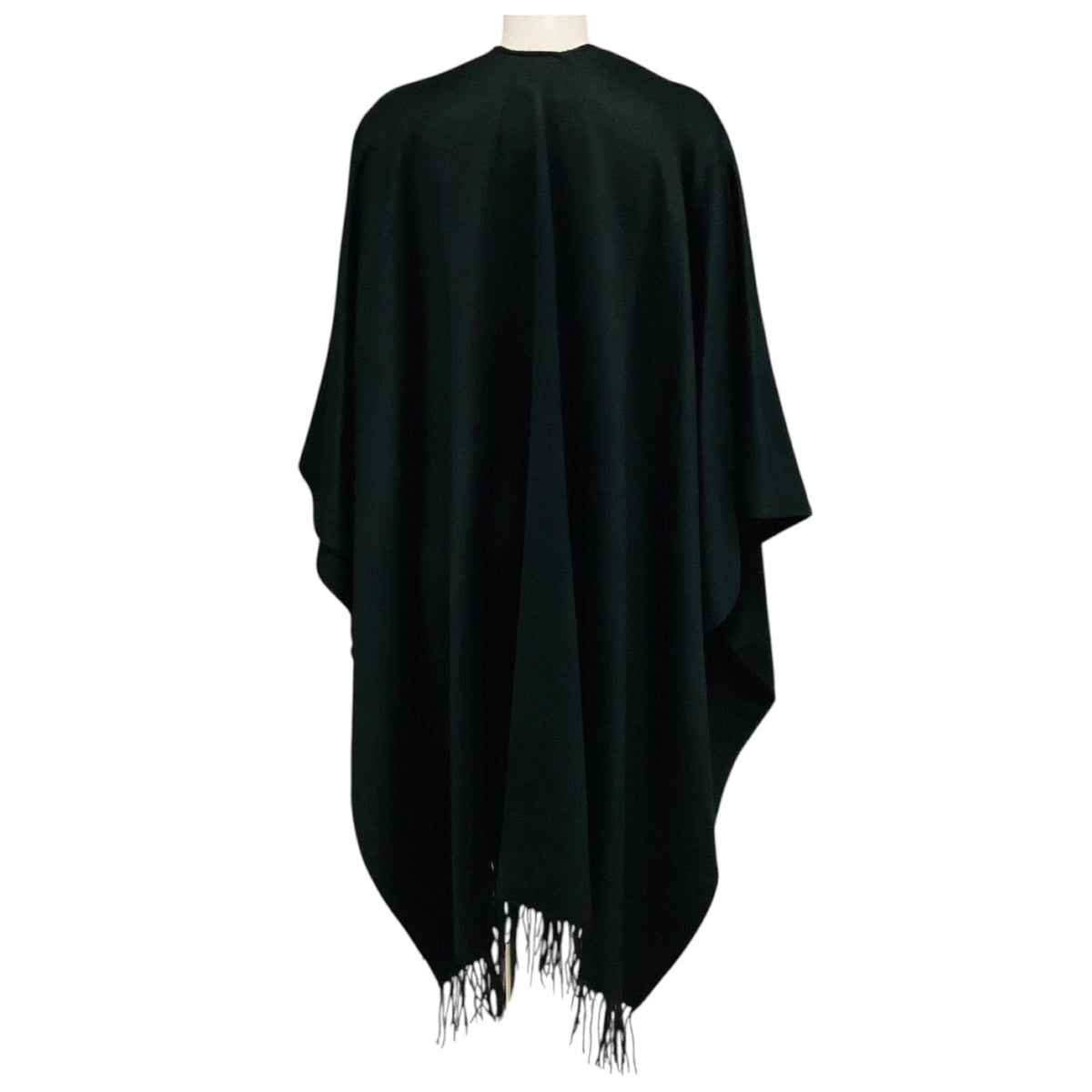 Saint Laurent Black Fringed Silk and Cashmere Stole Poncho