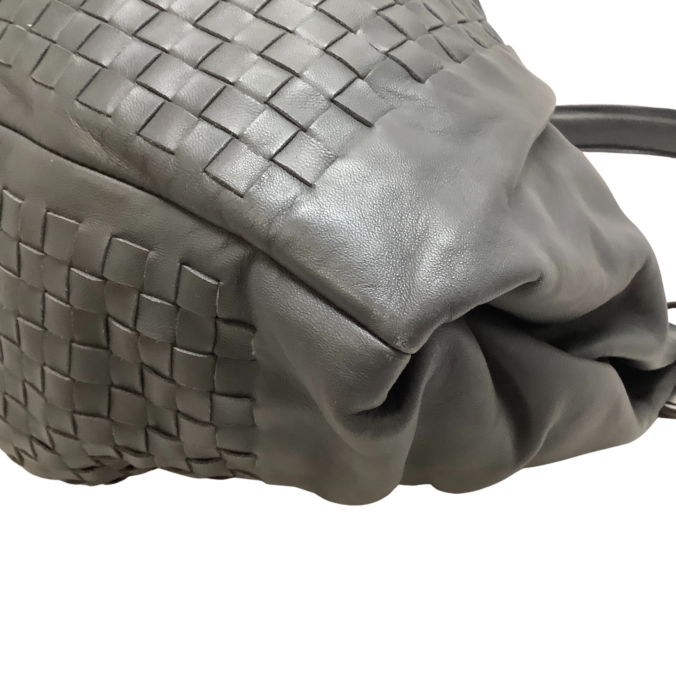 Bottega Veneta Charcoal Grey Leather Intercciato Aquilone Fortune Shoulder Bag