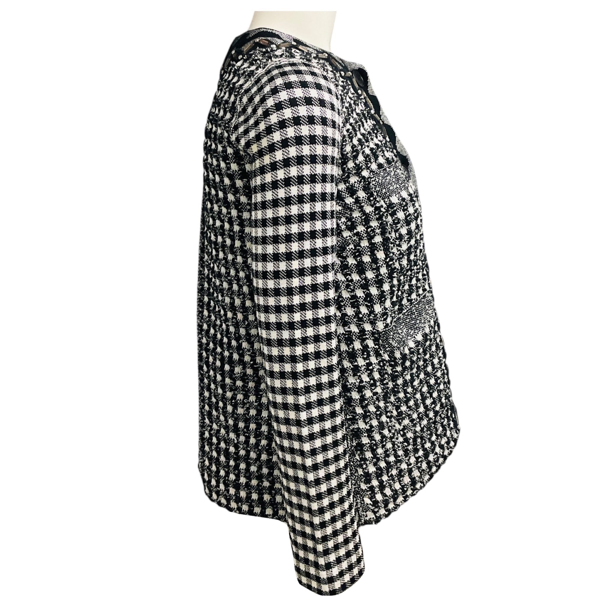 Sonia Rykiel Black / White Embellished Gingham Knit Jacket
