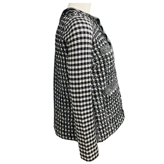 Sonia Rykiel Black / White Embellished Gingham Knit Jacket