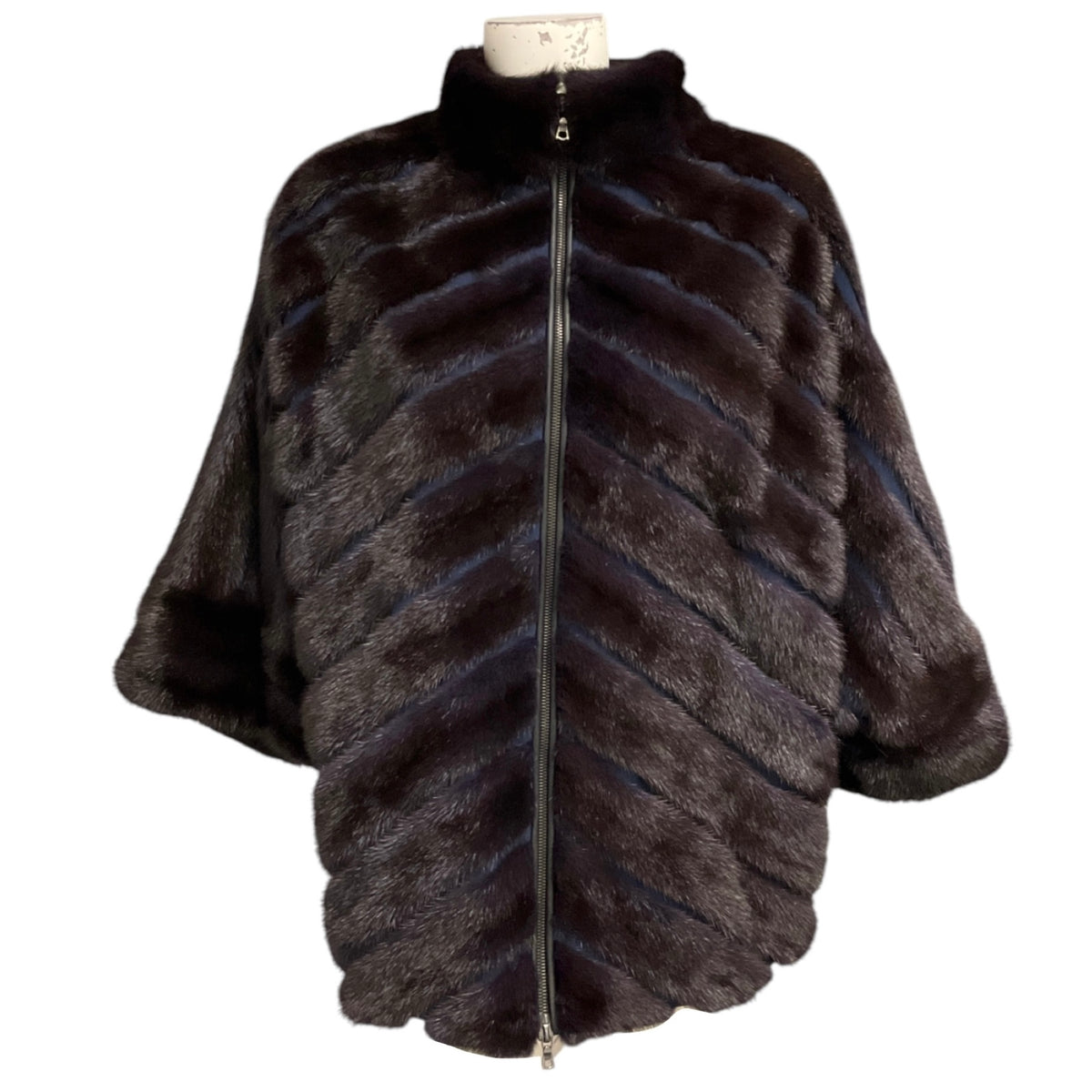Valentino Furs Dark Purple / Blue Zip Front Mink Fur Jacket