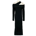Load image into Gallery viewer, Safiyaa Black Tuiren Bodycon Stretch Knit Midi Dress
