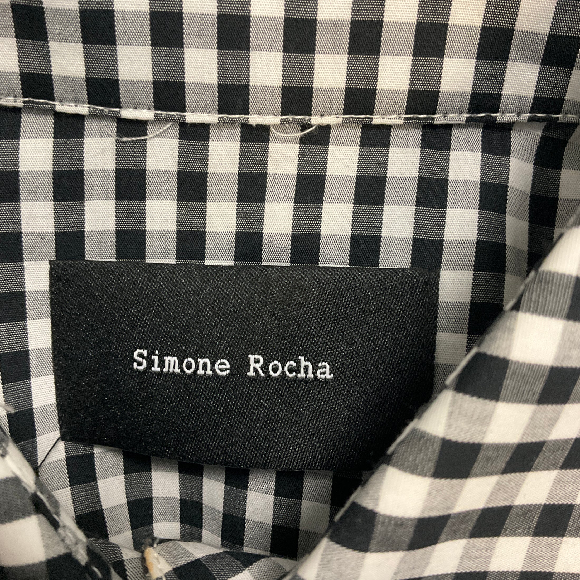 Simone Rocha Black / White Short Sleeved Gingham Check Cotton Top