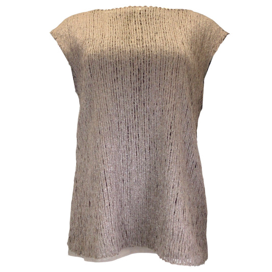 Brunello Cucinelli Taupe Sequined Silk Lined Knit Top
