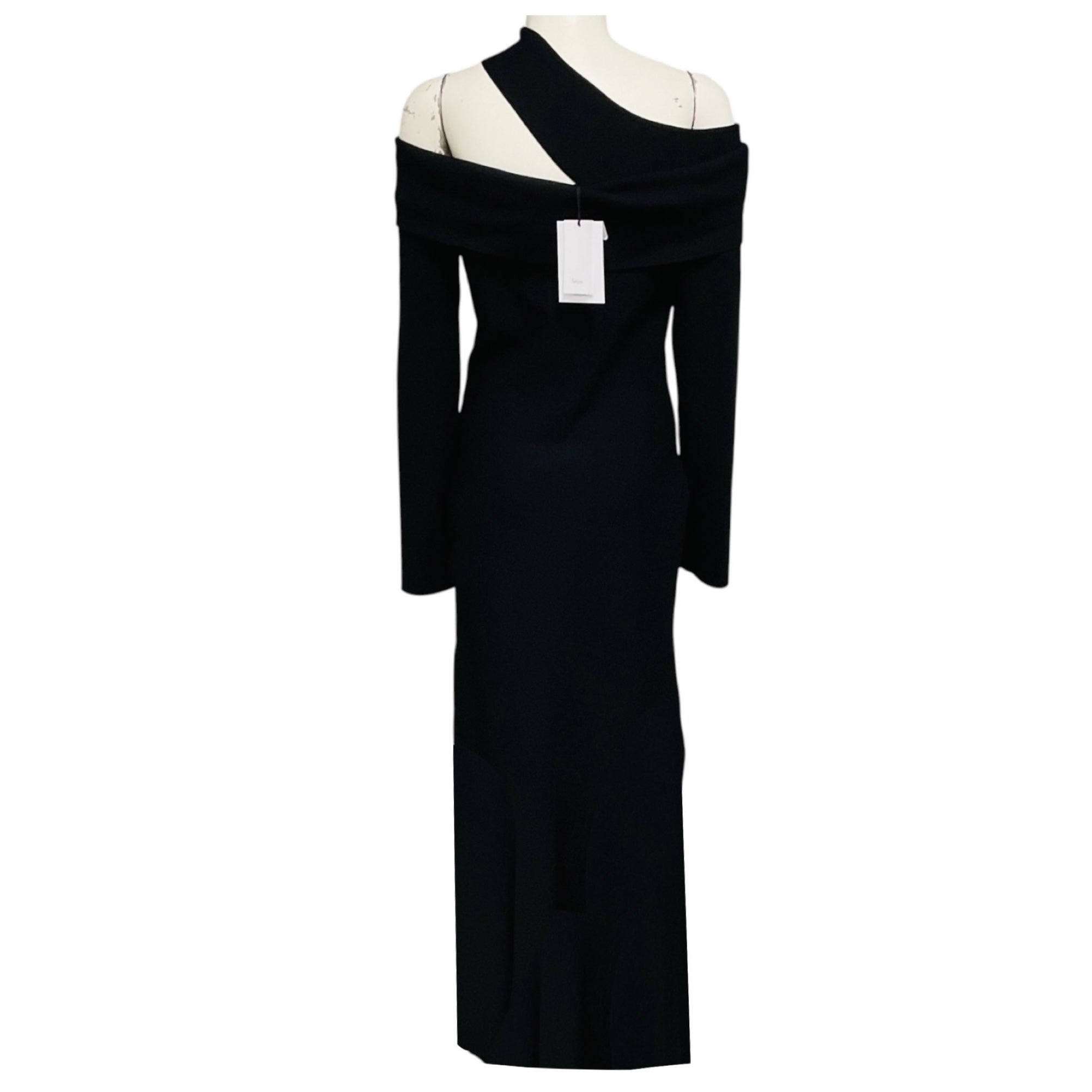 Safiyaa Black Tuiren Bodycon Stretch Knit Midi Dress