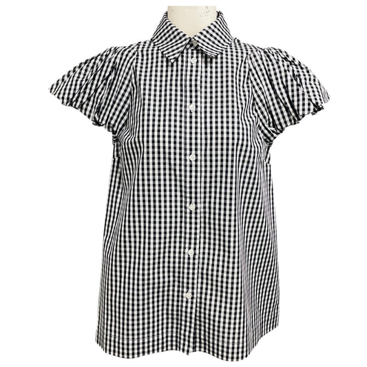 Simone Rocha Black / White Short Sleeved Gingham Check Cotton Top
