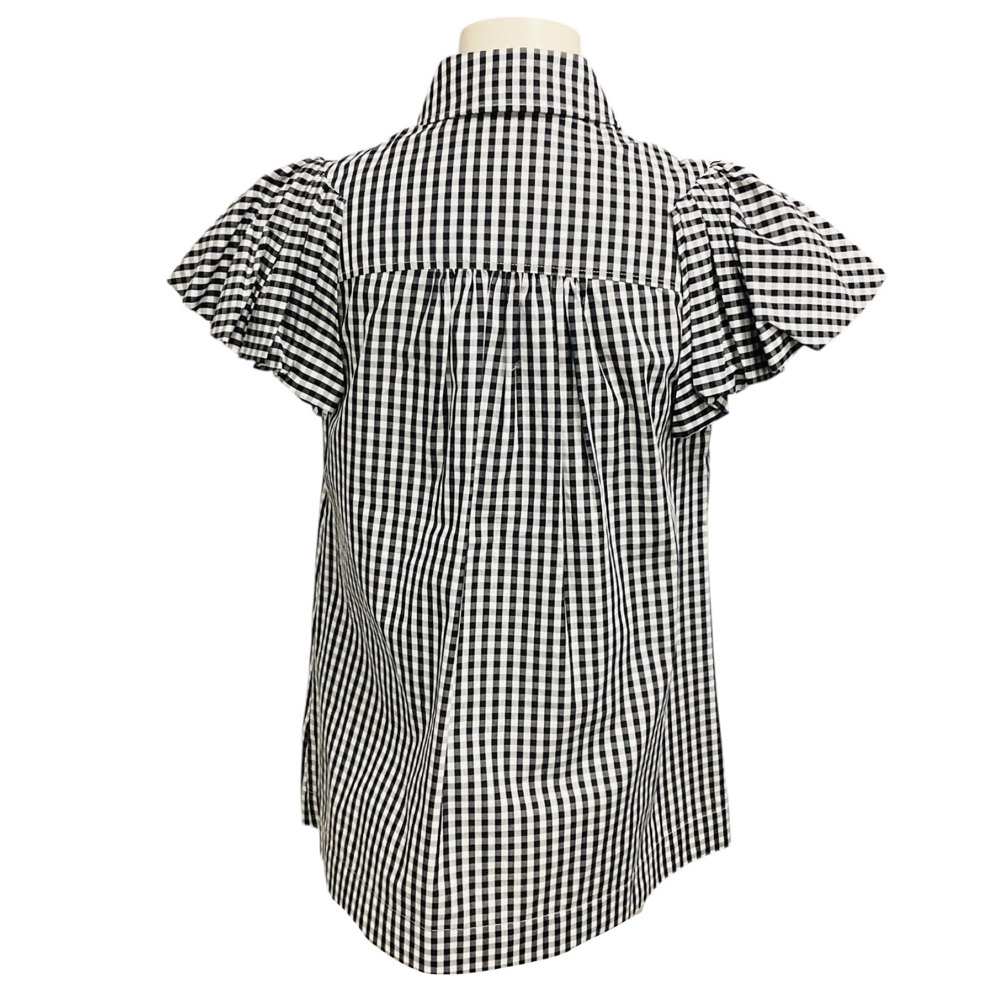 Simone Rocha Black / White Short Sleeved Gingham Check Cotton Top