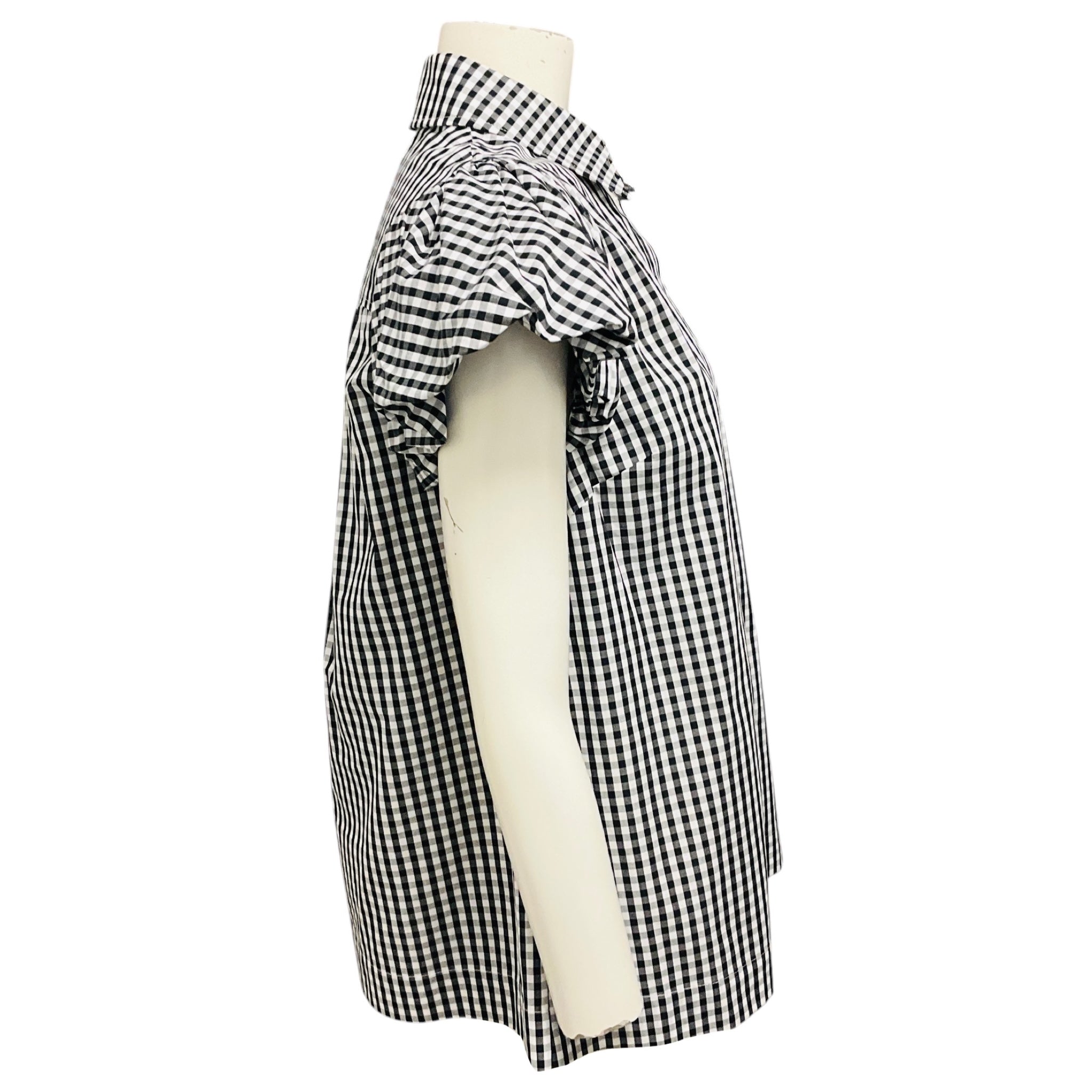 Simone Rocha Black / White Short Sleeved Gingham Check Cotton Top
