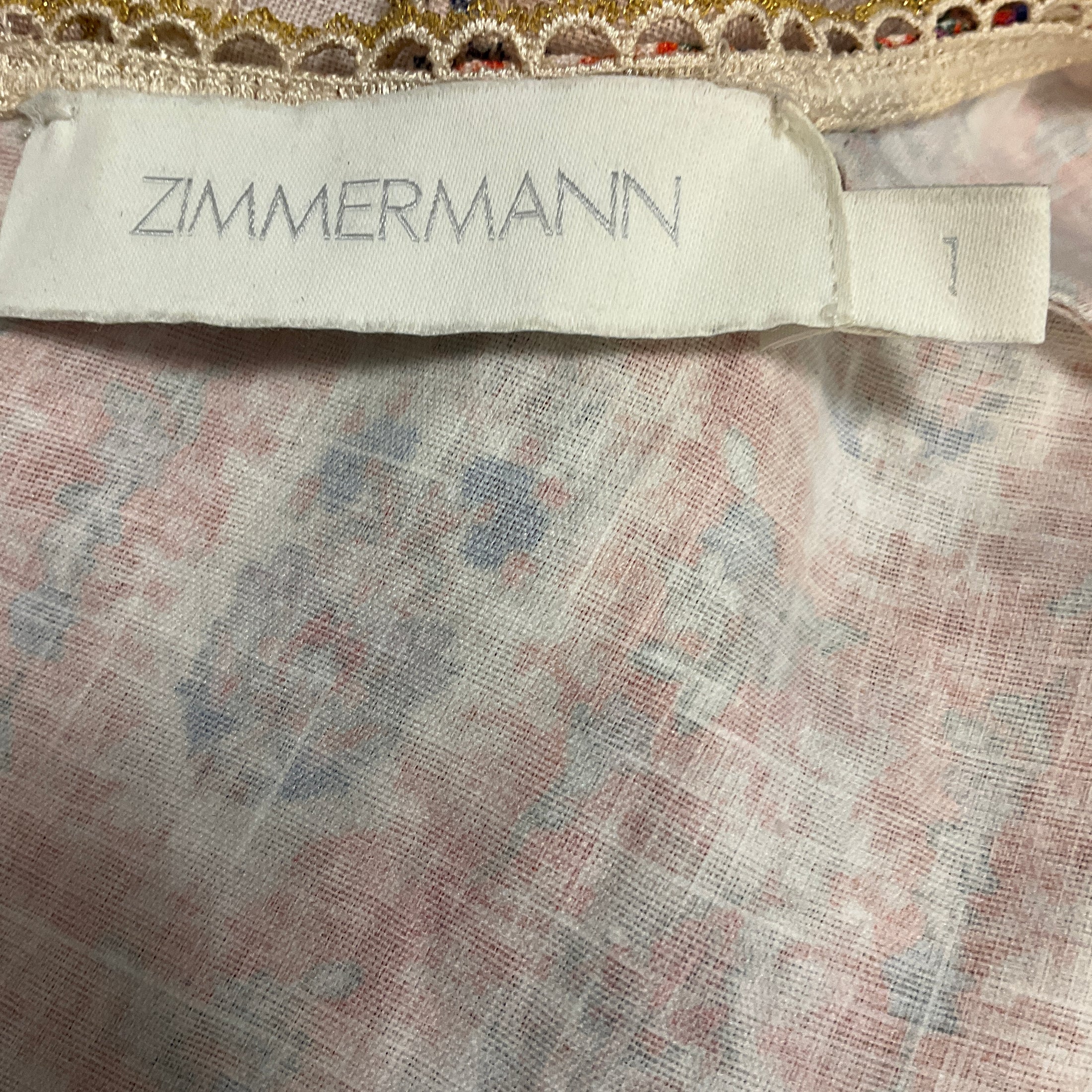 Zimmermann Pastel Multi / Gold Metallic Devi Spliced Paisley Print Fit Flare Linen Mini Dress