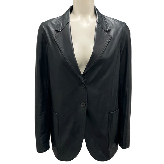 Jil Sander Black Reversible Two-Button Lambskin Leather and Techno Blazer