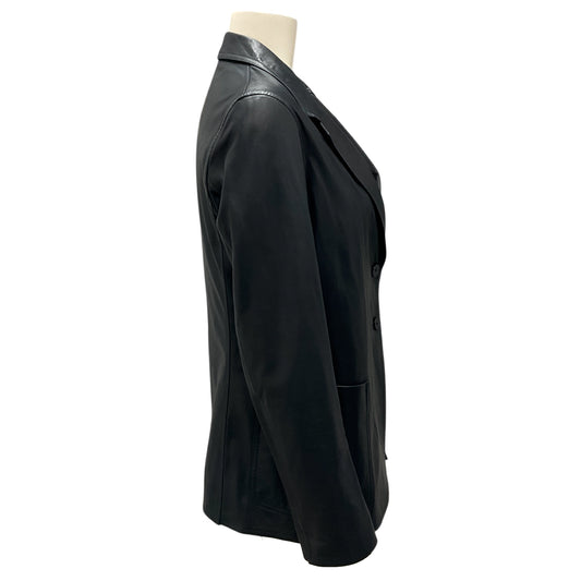 Jil Sander Black Reversible Two-Button Lambskin Leather and Techno Blazer